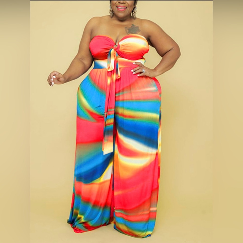 Colorful Plus size 2 piece set